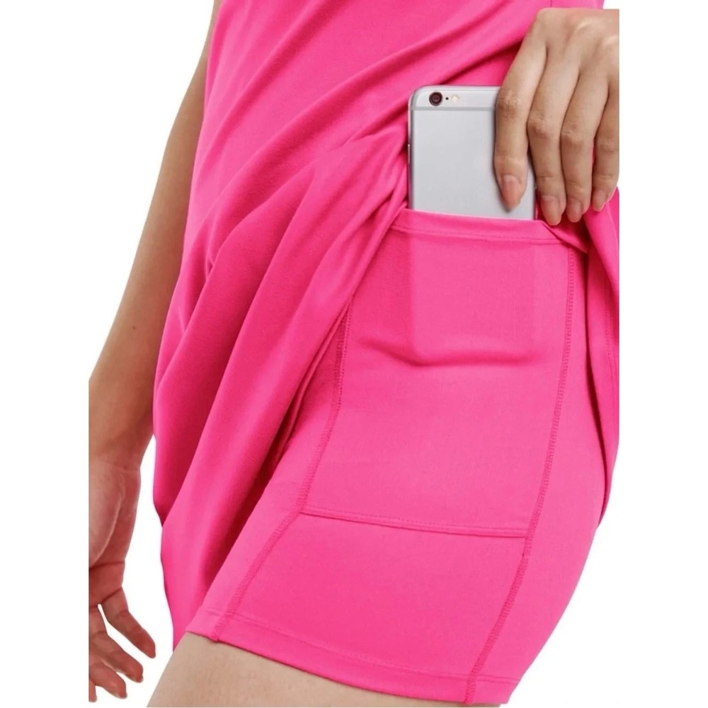 NEW Gap Active Tank Dress Hot Pink Medium GapFit Cup Bra Wicking Pickball Tennis - Picture 6 of 16